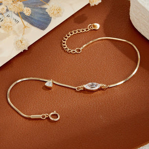 Marquise CZ Tiny Drop Charm Chain Bracelet - Perimade & Co.