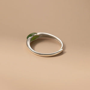 Marquise Green Jade Solitaire Stackable Ring - Perimade & Co.