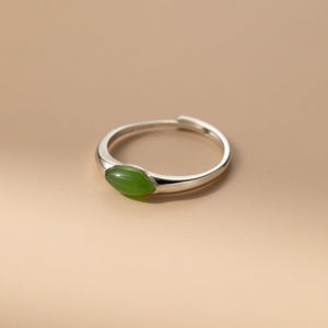 Marquise Green Jade Solitaire Stackable Ring - Perimade & Co.