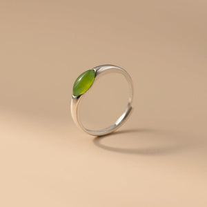 Marquise Green Jade Solitaire Stackable Ring - Perimade & Co.