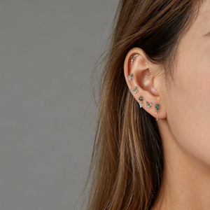 Marquise Moss Agate CZ Cluster Stud Earrings - Perimade & Co.