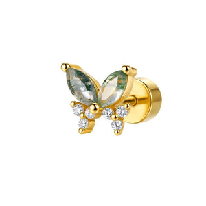 Marquise Moss Agate CZ Cluster Stud Earrings - Perimade & Co.