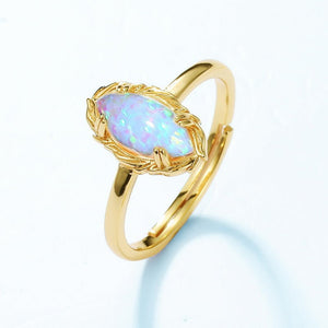 Marquise Opal Carbochon Leaf Statement Ring - Perimade & Co.
