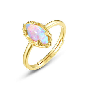 Marquise Opal Carbochon Leaf Statement Ring - Perimade & Co.