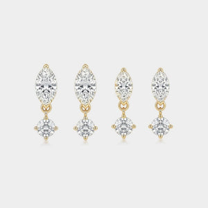 Marquise Round Moissanite Drop Stud Earrings - Perimade & Co.