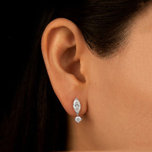 Marquise Round Moissanite Drop Stud Earrings - Perimade & Co.