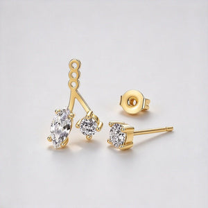 Marquise Round Moissanite Ear Jacket Earrings - Perimade & Co.