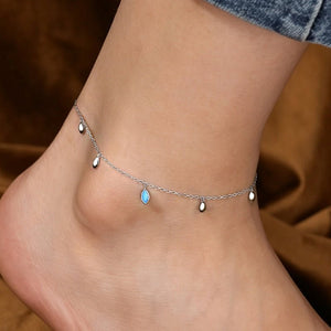 Marquise Turquoise Teardrop Charm Anklet - Perimade & Co.