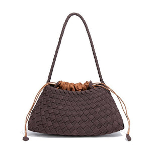 Matte Handwoven Leather Shoulder Handbag - Perimade & Co.