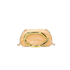 Metallic Curved Oval Hard Shell Clutch Bag - Perimade & Co.