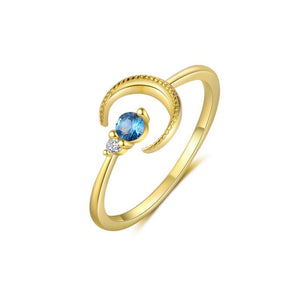 Milgrain Crescent Moon Double CZ Open Ring - Perimade & Co.