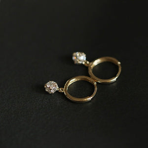 Minimalist Ball CZ Drop Huggie Hoop Earrings - Perimade & Co.