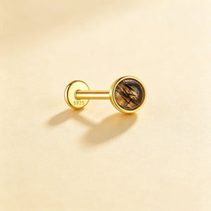 Minimalist Black Rutilated Quartz Stud Earrings - Perimade & Co.