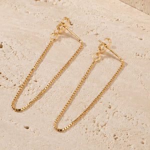 Minimalist Box Chain Loop Threader Earrings - Perimade & Co.