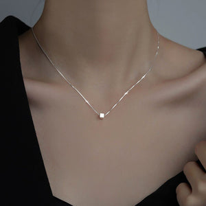 Minimalist Brushed Geometric Cube Necklace - Perimade & Co.