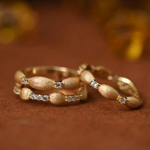 Minimalist Brushed Rice Beaded CZ Band Ring - Perimade & Co.