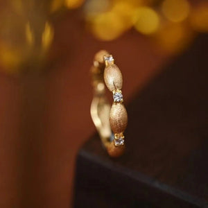 Minimalist Brushed Rice Beaded CZ Band Ring - Perimade & Co.