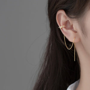 Minimalist Criss Cross Cuff Threader Earrings - Perimade & Co.