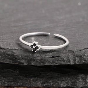 Minimalist Crystal Flower Stacking Open Ring - Perimade & Co.