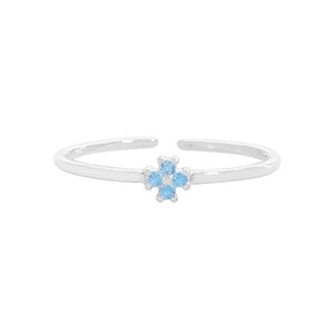 Minimalist Crystal Flower Stacking Open Ring - Perimade & Co.