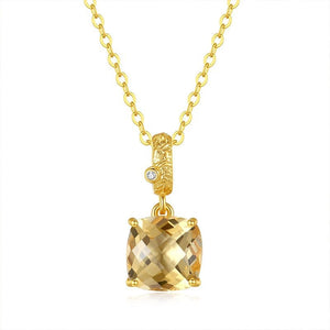 Minimalist Cushion Gemstone Charm Necklace - Perimade & Co.