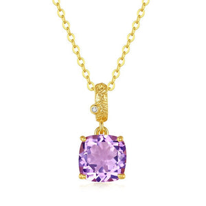 Minimalist Cushion Gemstone Charm Necklace - Perimade & Co.