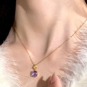 Minimalist Cushion Gemstone Charm Necklace - Perimade & Co.