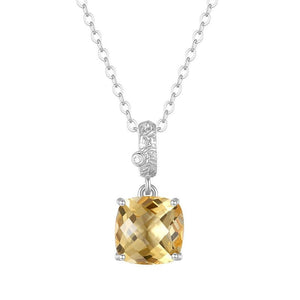 Minimalist Cushion Gemstone Charm Necklace - Perimade & Co.