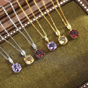 Minimalist Cushion Gemstone Charm Necklace - Perimade & Co.