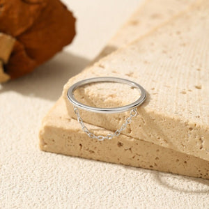 Minimalist Dangle Chain Stack Thin Band Ring - Perimade & Co.