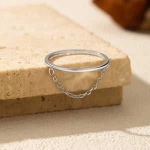 Minimalist Dangle Chain Stack Thin Band Ring - Perimade & Co.