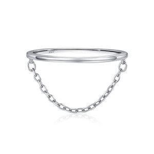 Minimalist Dangle Chain Stack Thin Band Ring - Perimade & Co.