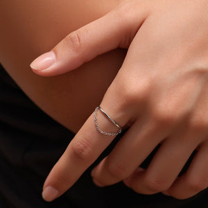 Minimalist Dangle Chain Stack Thin Band Ring - Perimade & Co.