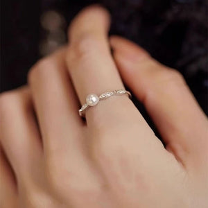 Minimalist Delicate Pearl Open Stacking Ring - Perimade & Co.