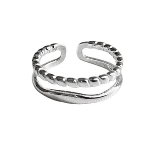 Minimalist Double Layered Twisted Wave Ring - Perimade & Co.