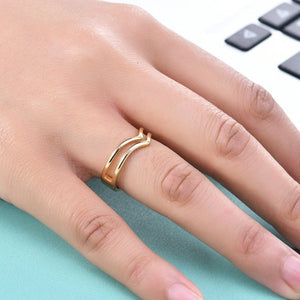 Minimalist Double V Shape Hollow Band Ring - Perimade & Co.