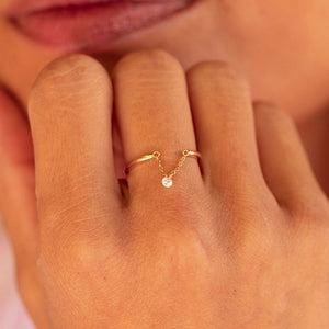 Minimalist Draped Chain Dangle Charm Ring - Perimade & Co.