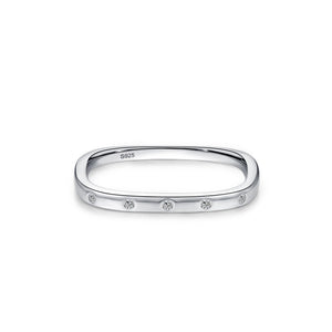Minimalist Flush Set Crystal Square Band Ring - Perimade & Co.