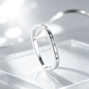 Minimalist Flush Set Crystal Square Band Ring - Perimade & Co.