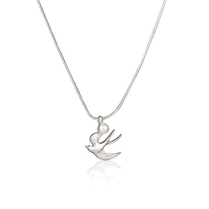 Minimalist Flying Bird Pearl Pendant Necklace - Perimade & Co.