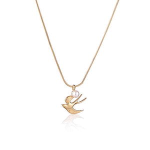 Minimalist Flying Bird Pearl Pendant Necklace - Perimade & Co.