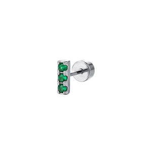 Minimalist Green CZ Vertical Bar Stud Earrings - Perimade & Co.