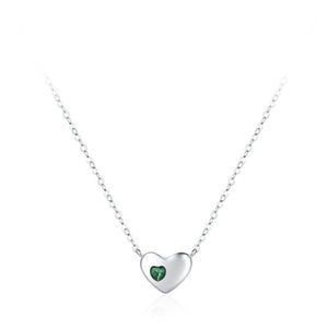 Minimalist Green Heart Stone Charm Necklace - Perimade & Co.