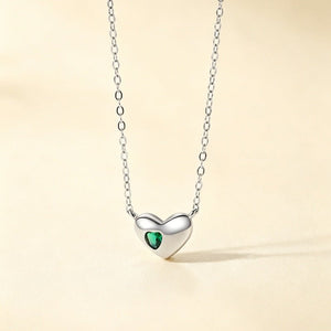 Minimalist Green Heart Stone Charm Necklace - Perimade & Co.