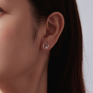 Minimalist Heart Cross Pave CZ Stud Earrings - Perimade & Co.