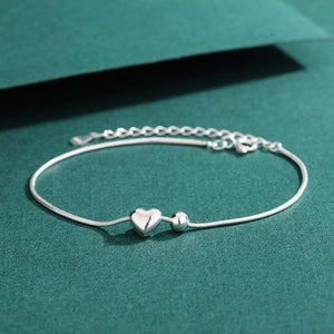 Minimalist Heart Snake Chain Charm Bracelet - Perimade & Co.