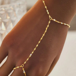 Minimalist Lip Chain Hand Chain Ring Bracelet - Perimade & Co.