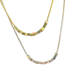 Minimalist Liquid Cube Bead Bar Necklace - Perimade & Co.