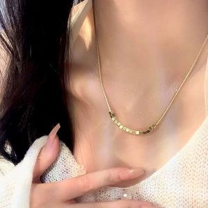 Minimalist Liquid Cube Bead Bar Necklace - Perimade & Co.