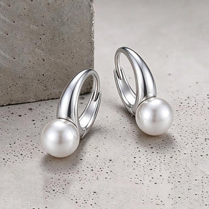 Minimalist Lustrous Pearl Drop Hoop Earrings - Perimade & Co.
